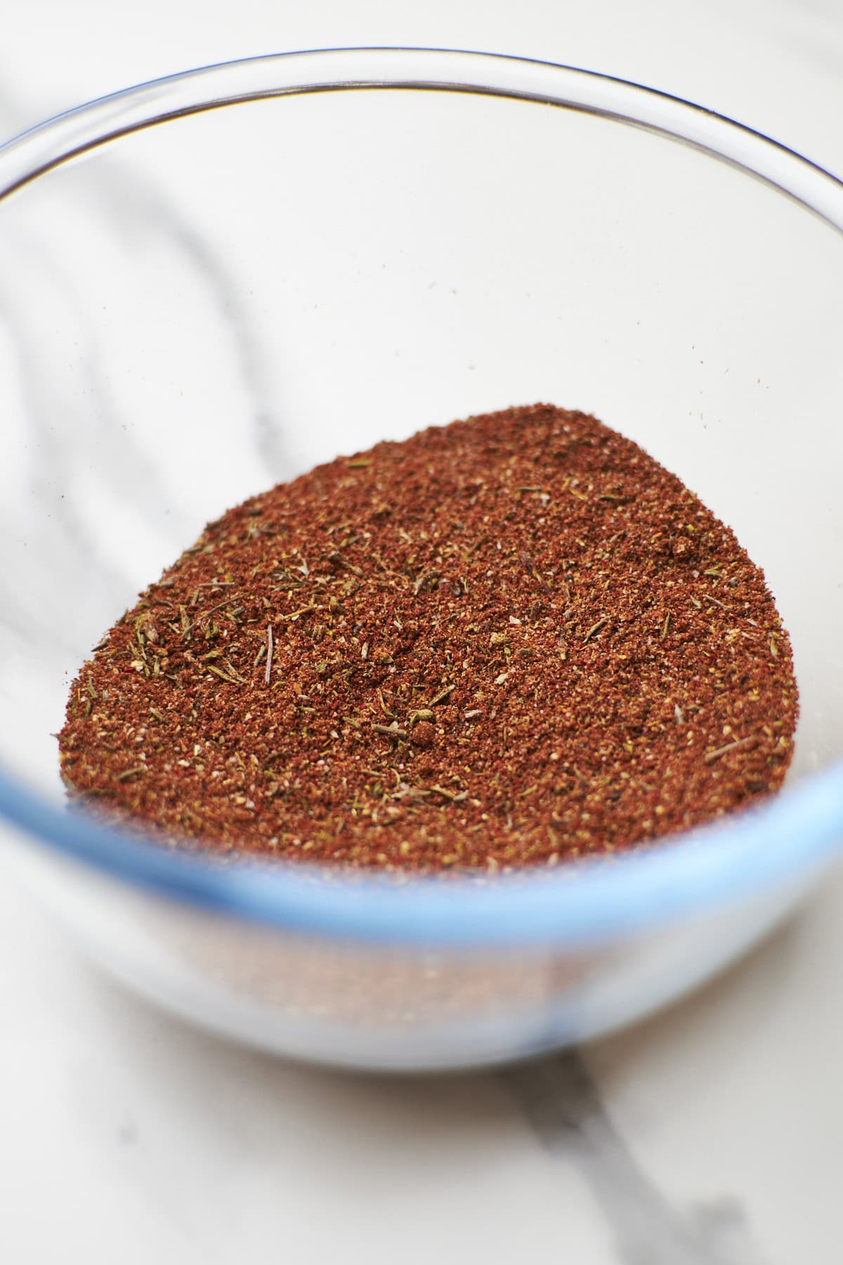 seasoning for chicken tacos in a bowl on countertop.