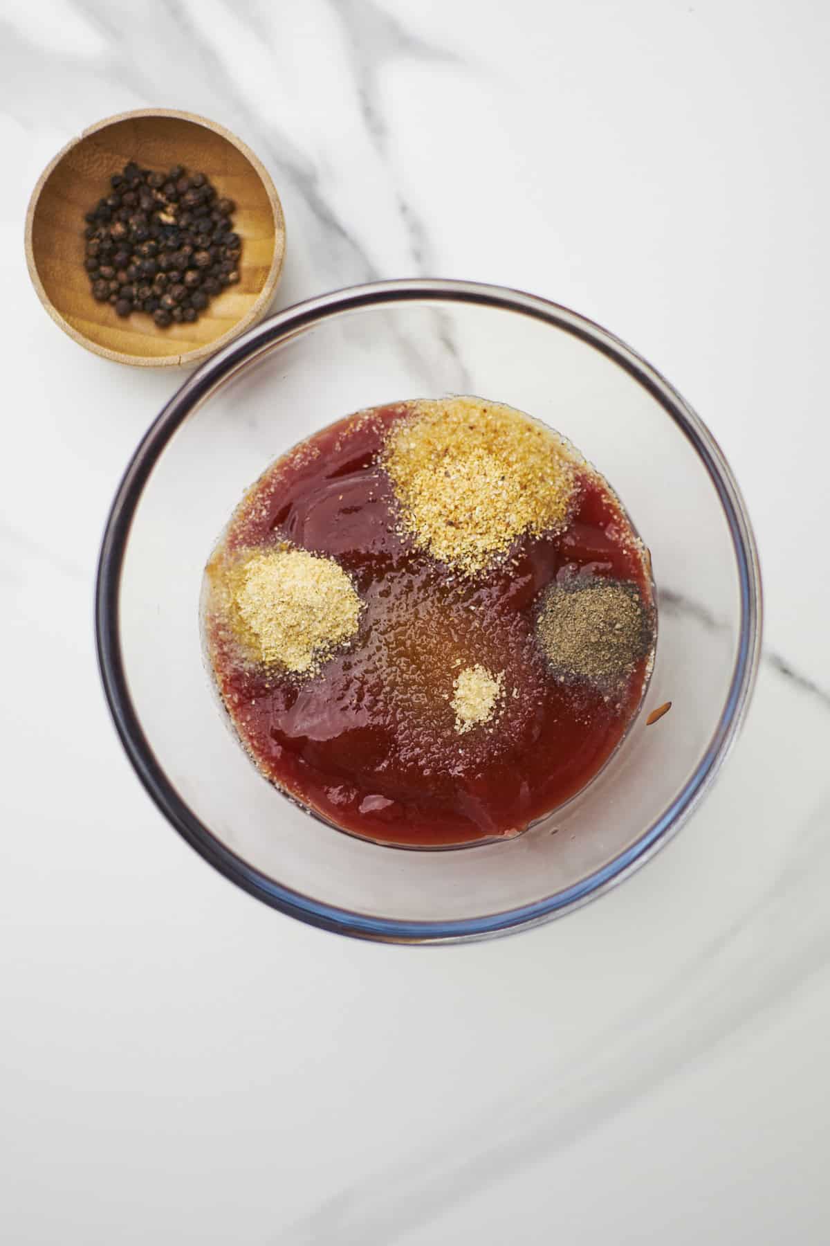 meatloaf glaze ingredients in mixing bowl.