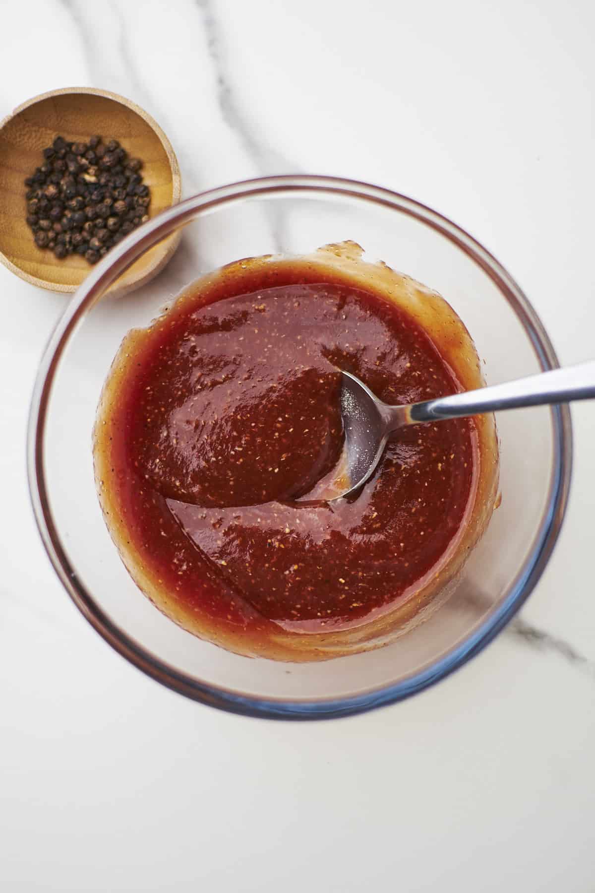 mixed meatloaf sauce in bowl.