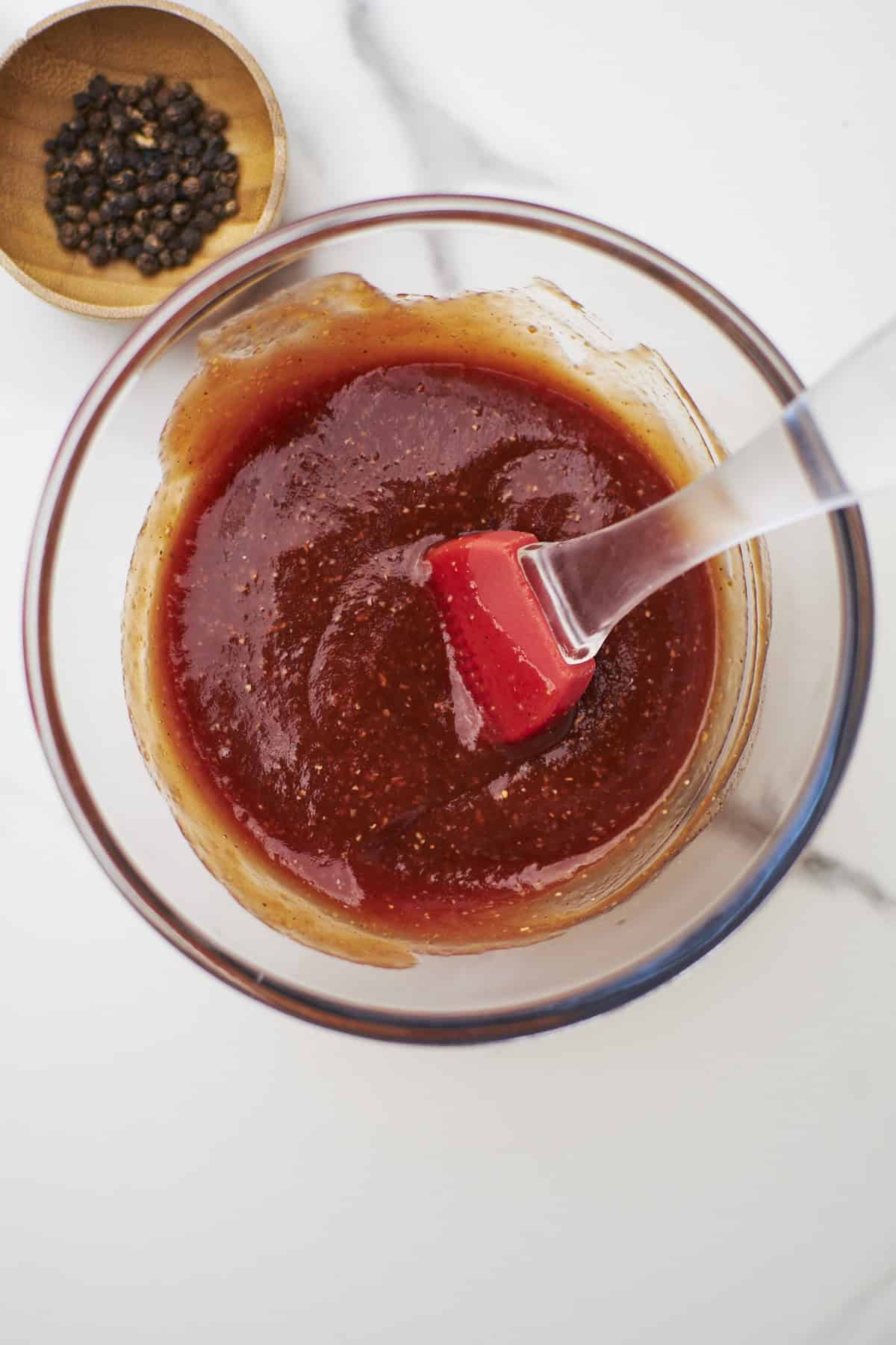 mixed meatloaf sauce in bowl.