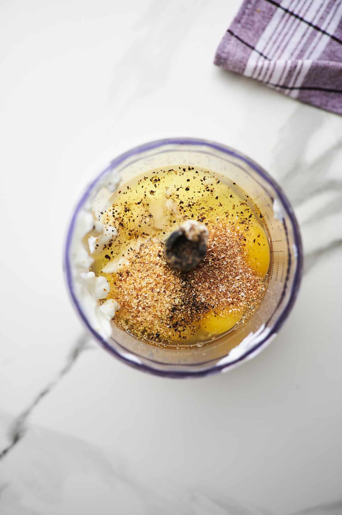 Cottage Cheese Egg mixture in a blender