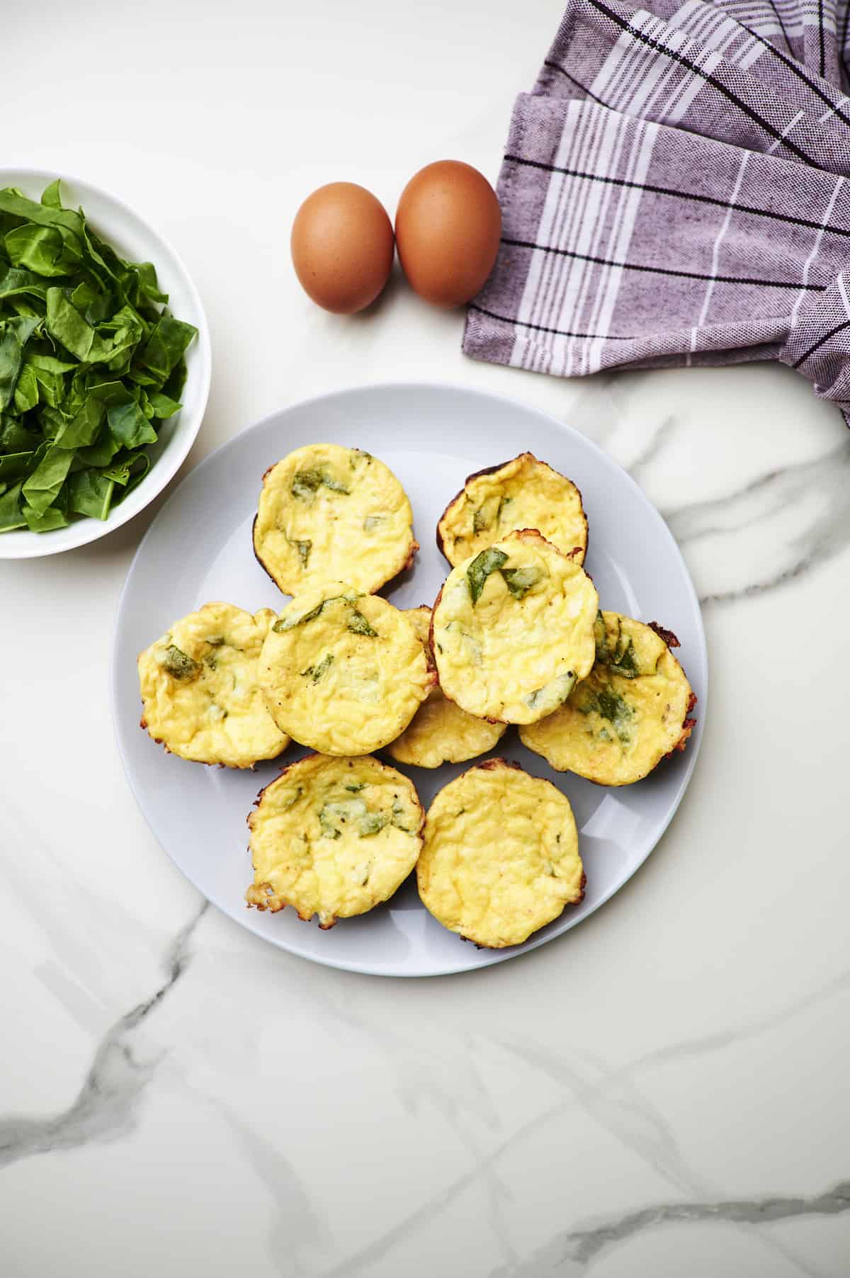 Cottage Cheese Egg Bites on a white surface