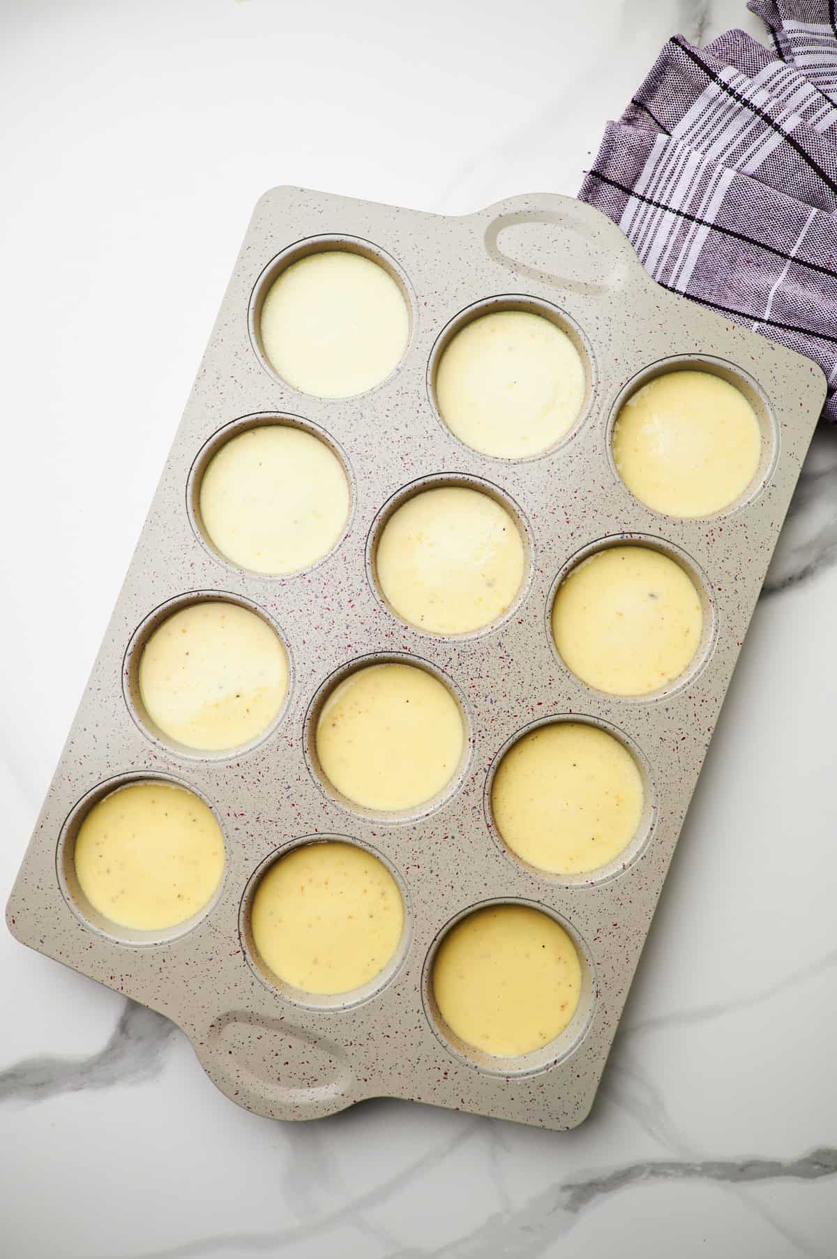 Cottage Cheese Egg mixture poured in a baking sheet pan