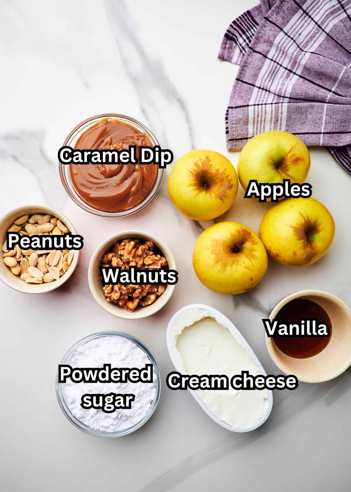 caramel cream cheese apple dip ingredients