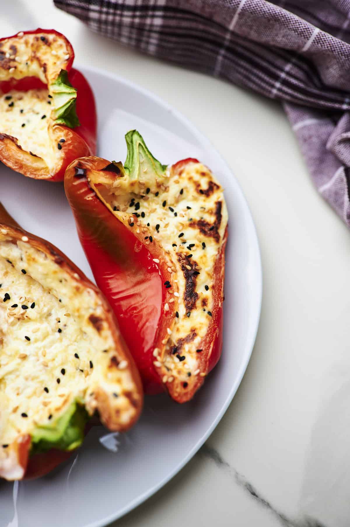 cream cheese stuffed pepper with everything seasoning