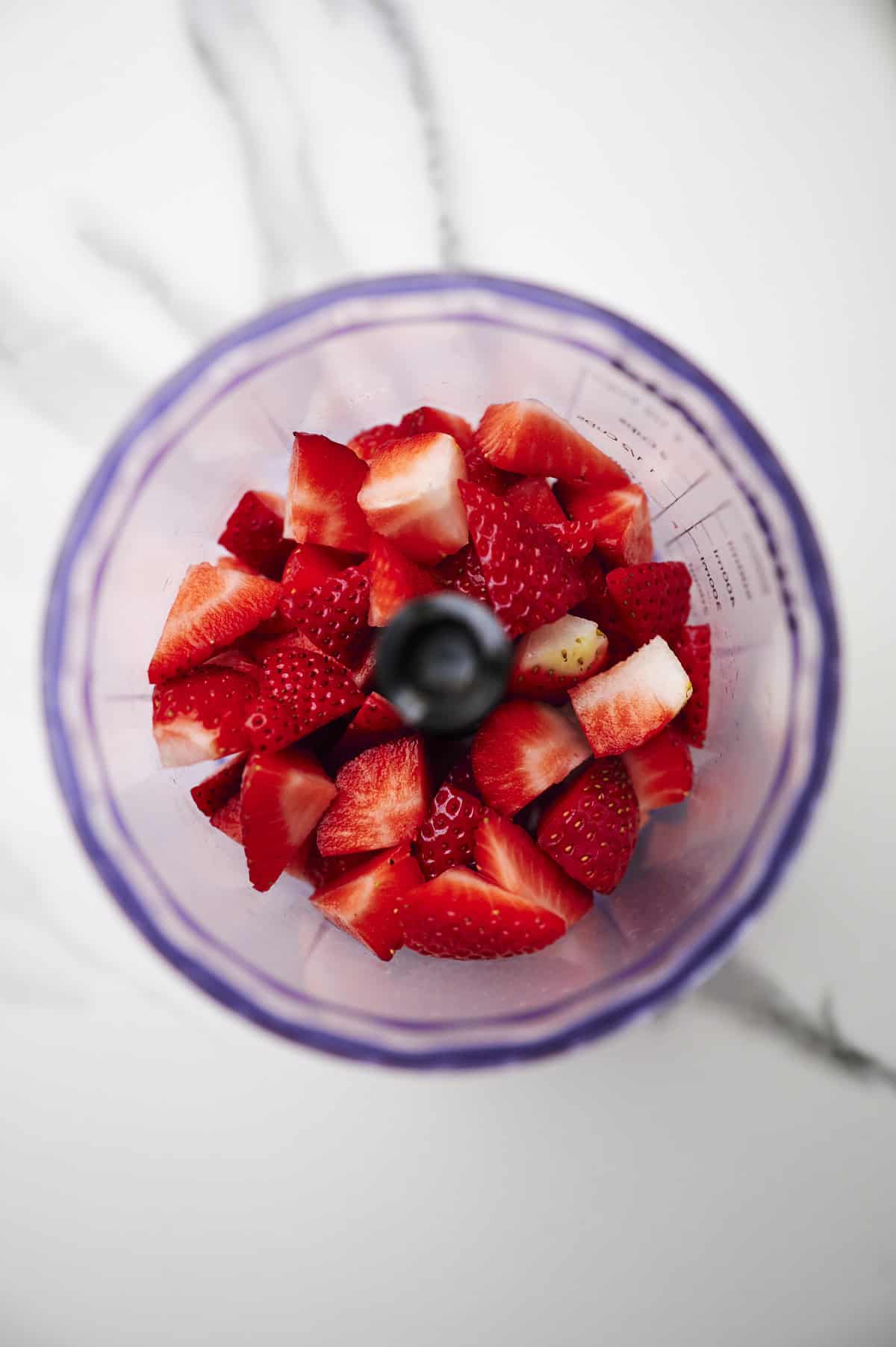 strawberries in blender.