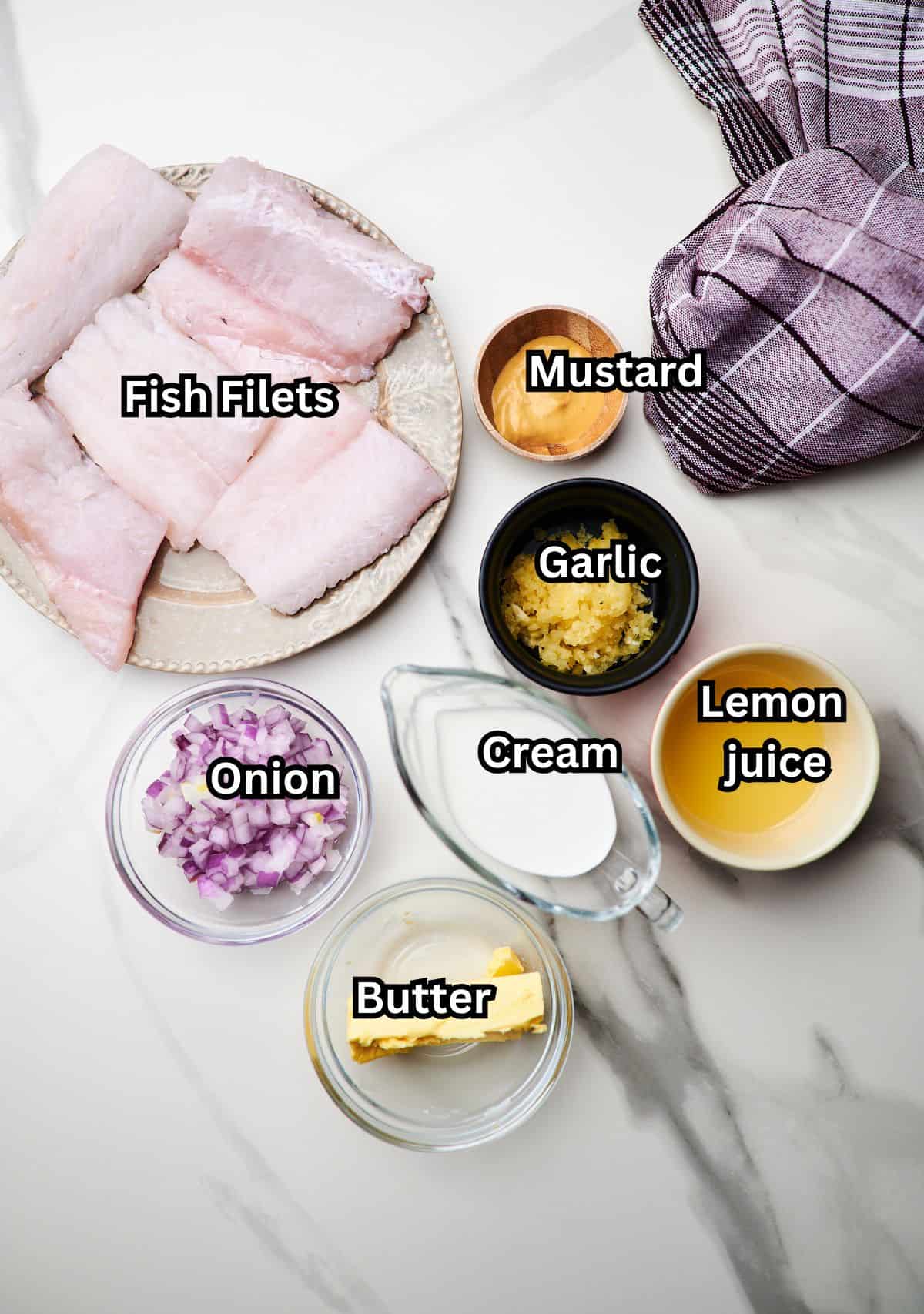 Ingredients in Baked Fish with Lemon Cream Sauce