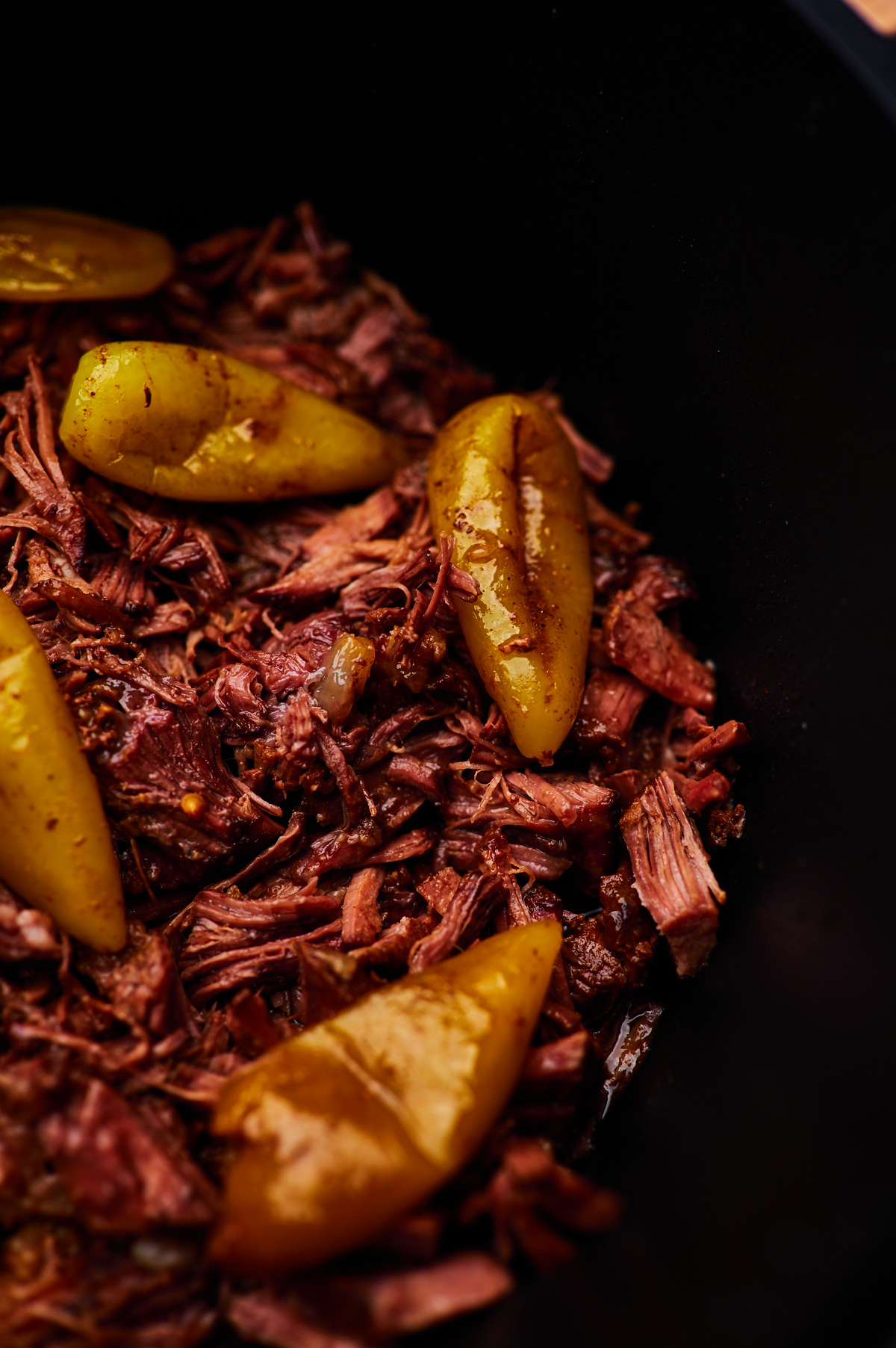 A crockpot of Mississippi pot roast